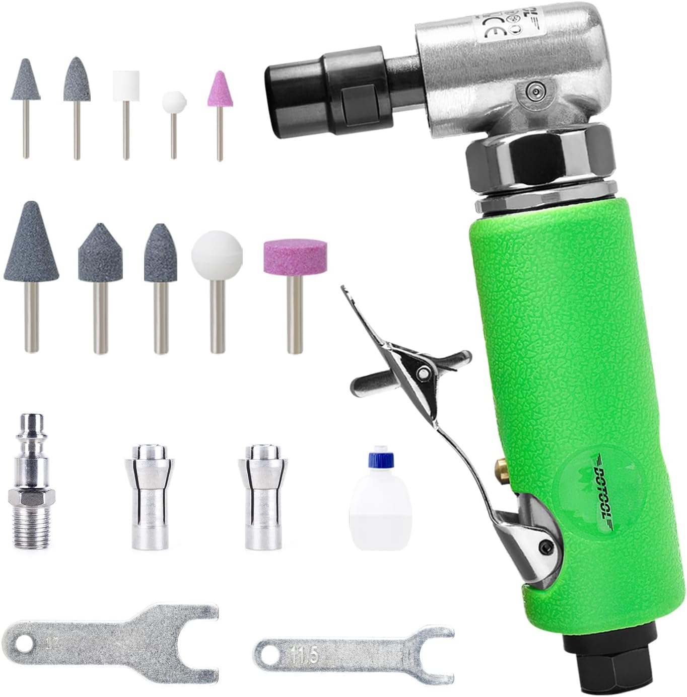 Air Right Angle die Grinder,1/4'' Angle Die Grinder,22000 RPM , Pneumatic 90 Degree Die Grinder with 1/4" and 1/8" Collets for Grinding, Polishing, Cutting and More
