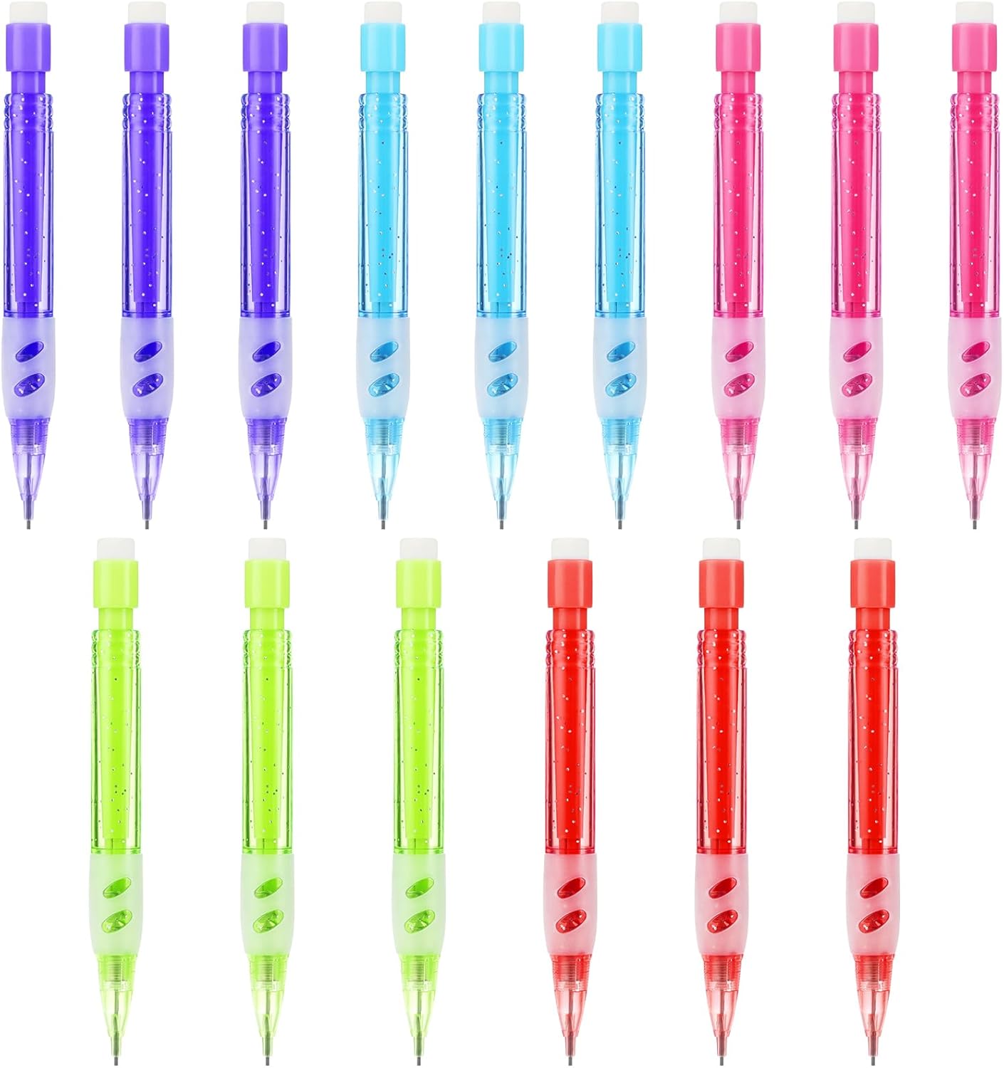 Mabor 15 Pcs Mini Mechanical Pencils 0.7 mm Automatic Pencils with Mini Erasers Pens Stationery Supplies for Home Office School Writing Drawing Sketching
