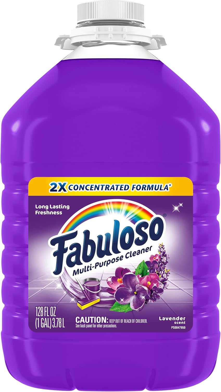 Fabuloso 2X Multi-Purpose Cleaner, Lavender Scent, 128 fl oz | No Rinse Floor Cleaner, Long-Lasting Freshness, Multi-Purpose Cleaner, Concentrated Formula, Everyday Cleaning, No Residue