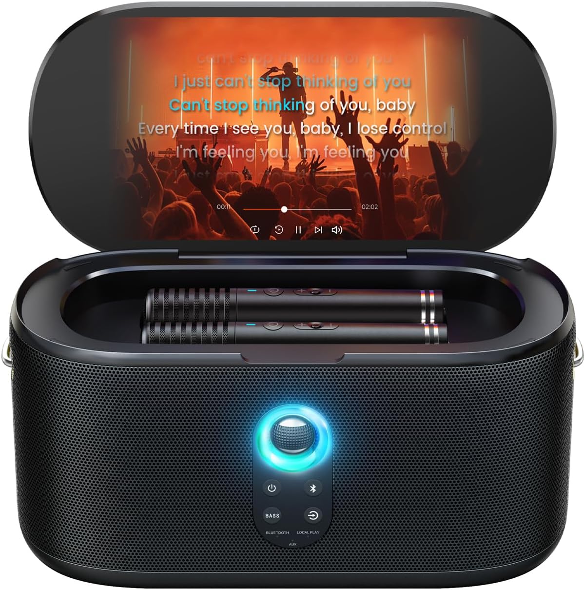 Karaoke Machine for Adults, with Lyrics Display, 10.1" Screen, 280W, 2+2 Channel, 2 Wireless Microphone, Autotune EQ, Self-Charging, Portable Home Karaoke System with KaraFun Prime, HDMI for TV