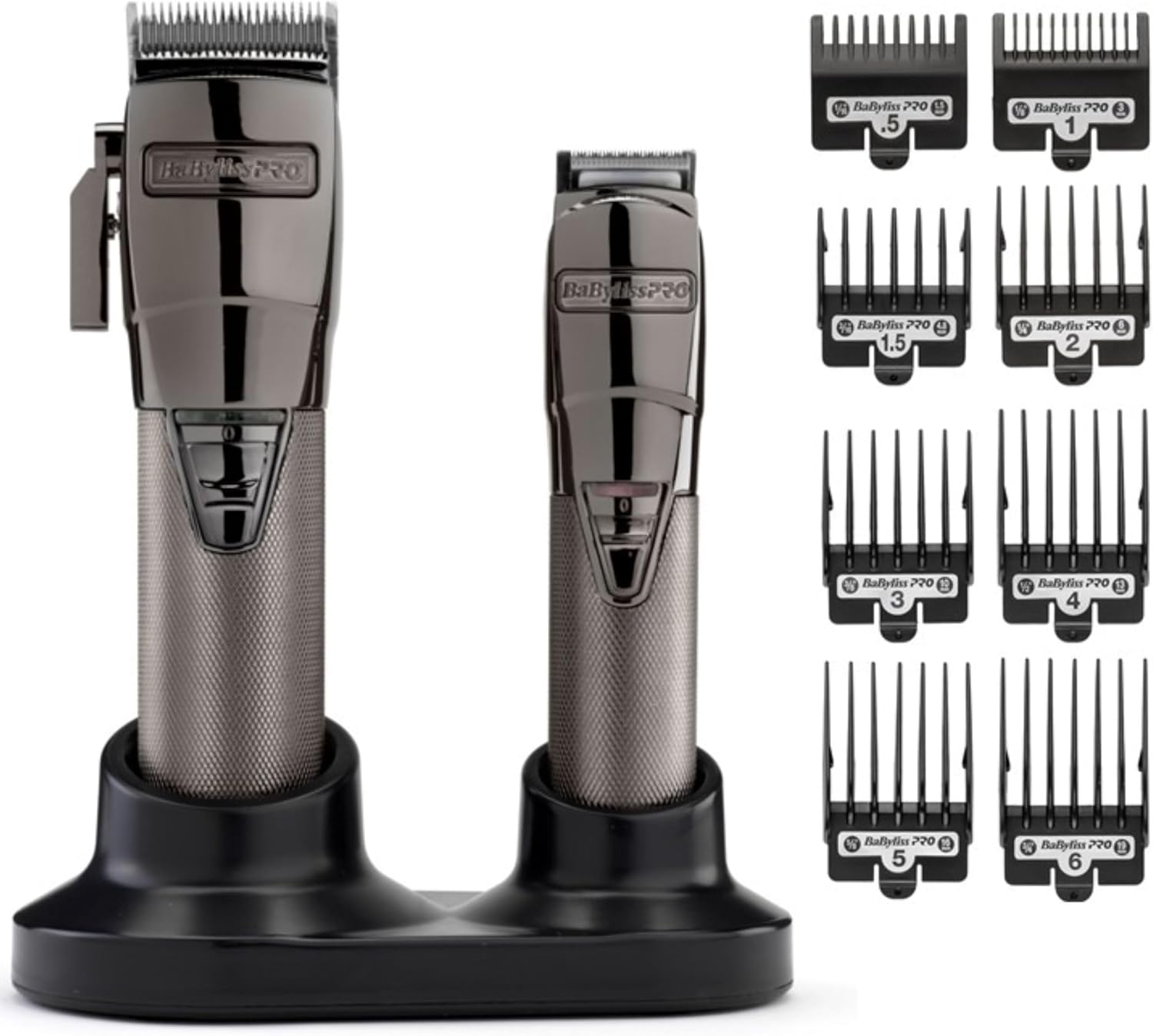 BaBylissPRO Cordless Super Motor Hair Clipper and Trimmer, Professional Mens Grooming Set, Precision Japanese Steel Blades, 6 Guides Cutting Grades 1-6, BAB8705U, Black