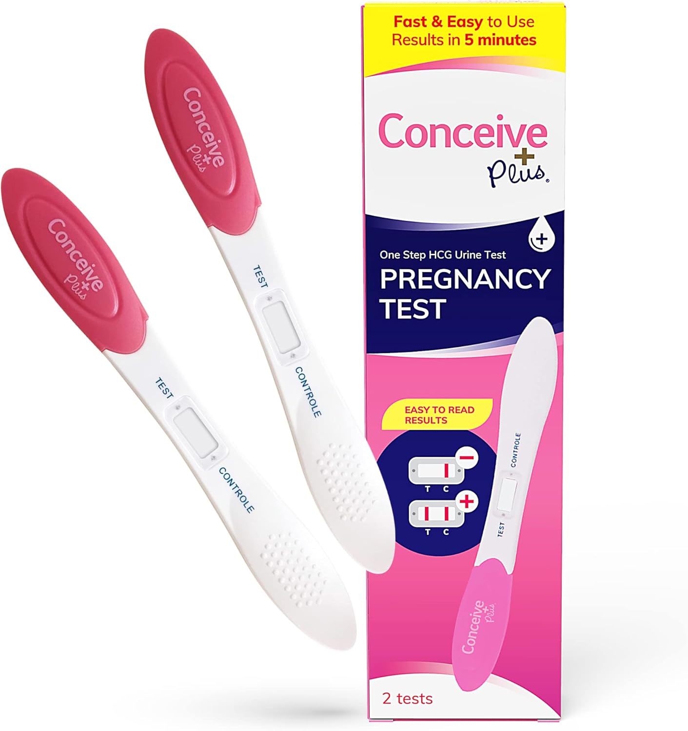 CONCEIVE PLUS Early Detection Midstream Pregnancy Test | HCG Test 10 MIU | Discreet Test | 6 Days Sooner - Highly Sensitive, Fast Results in 3 Minutes - Fertility Test - 2 Pack
