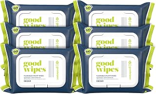 Goodwipes Flushable Butt Wipes Made w/Soothing Botanicals & Aloe – Soft & Gentle Wet Wipe Dispenser for Home Use, Septic & Sewer Safe – Largest Adult Toilet Wipes – Cedar, 360 count (6 packs)