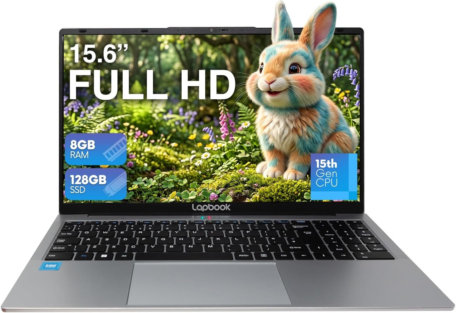 15.6" Full HD Windows 11 Laptop (Apr 2026 Release) - Built in the UK - 15th Gen CPU, 8GB RAM, M.2 SATA Slot Expandable Storage up to 2TB, Windows 11 Home, WiFi 5, Webcam - 15 Inch Lightweight Laptop