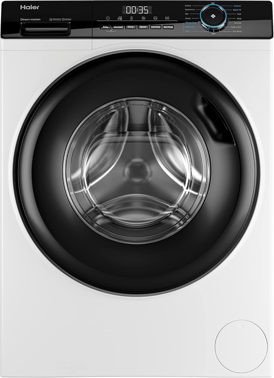 Haier I Pro Series 3 HW80-B14939 Freestanding Washing Machine, 8kg Load, 1400RPM, White [Energy Class A]