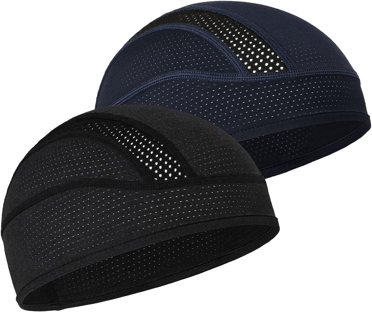 Skull Cap Helmet Liner Beanie, Cooling Mesh Cycling Running Hat for Men Women, Fits Under Helmets