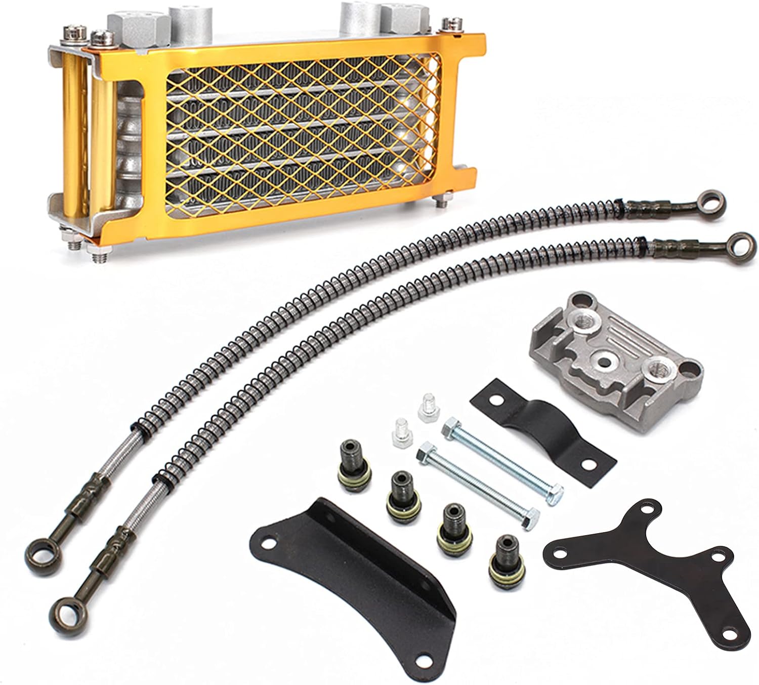 PowerMotor Motorcycle Engine Oil Cooler,Universal Engine Oil Cooling Kit for ATV Pit Bike Motorbike,Dirt Bike Oil Cooler Cooling Engine Radiator Kit Universal for 70cc 110cc 125cc 140cc Motorcycle