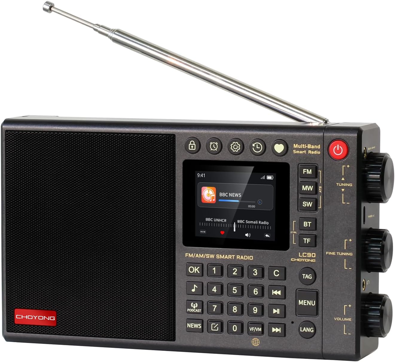 CHOYONG LC90 Multi-Band Smart Internet Radio Portable AM/FM, Longwave and Shortwave Radio with WiFi/4G, Bluetooth, TF Card，Portable Shortwave Receiver with SSB,choyoung Radio