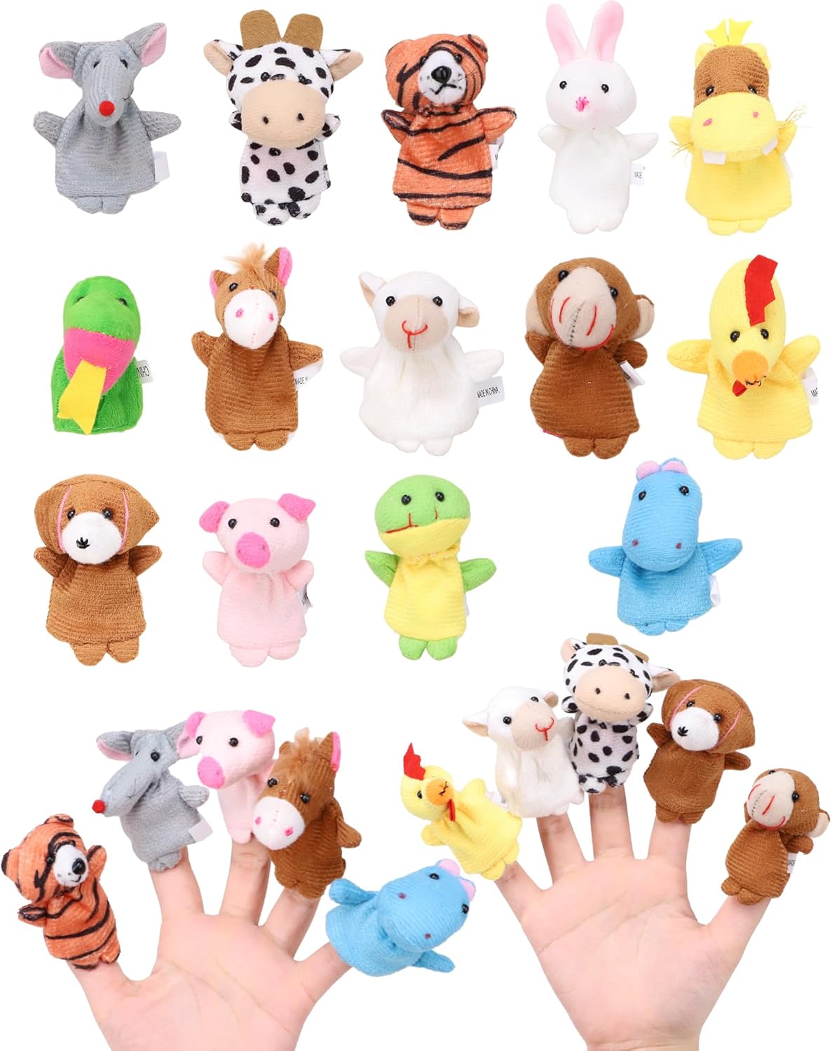 GOZINA 14Pcs Finger Puppets, Finger Puppets for Toddlers, Finger Puppets for Babies, Small Toys for Kids, Baby Party Bag Fillers, Hand Puppets for Kids, Nursery Rhyme Puppets Toys Gift for Kids
