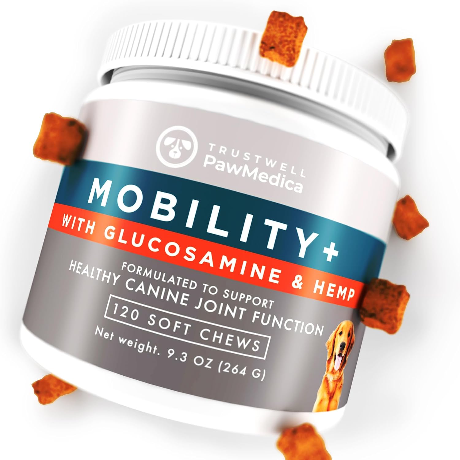 PawMedica Glucosamine for Dogs, Hip & Joint Care Chews for Dogs, Joint Support for Dog Joint Supplements with Hemp Mobility for Dogs, Senior Dog Joint Supplement Large Breed - 120 Dog Hemp Chews