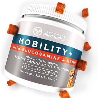 PawMedica Glucosamine for Dogs, Hip & Joint Care Chews for Dogs, Joint Support for Dog Joint Supplements with Hemp Mobility for Dogs, Senior Dog Joint Supplement Large Breed - 120 Dog Hemp Chews