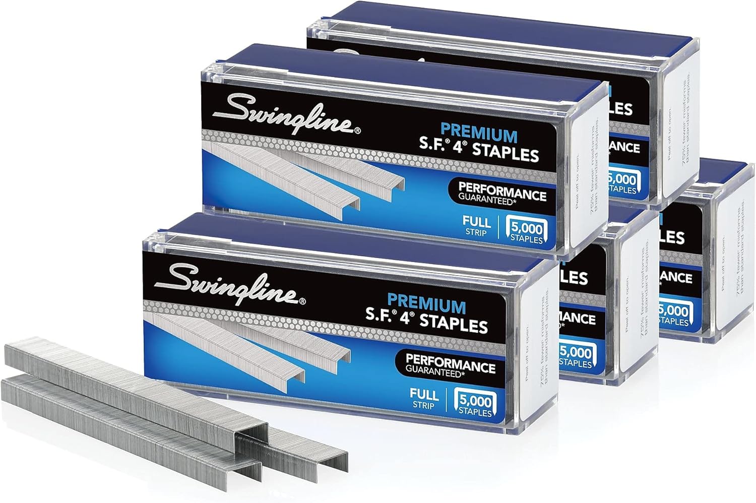 Swingline Staples, 5 Pack, S.F. 4, Premium, 1/4" Length, 210/Strip, 5000/Box (35481)