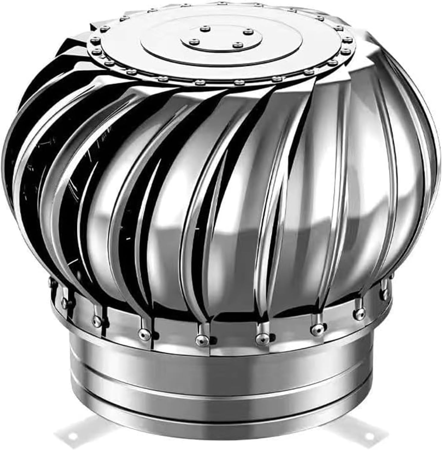 Roof Wind,Stainless Steel Turbine Ventilator Vents Exhaust Wind Turbines Cap Roof Flue Vent, 4 8 10 12Inch Roof Vents, Attic Air Vent Ventilating Fan, Stainless Steel 304 (Size : 200mm/7.9in)