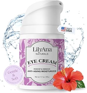 LilyAna Naturals Eye Cream for Dark Circles and Puffiness, Under Eye Cream for Wrinkles and Bags, Anti Aging Eye Cream helps Improve Dryness; for Sensitive Skin - 1.7 oz - Made in USA