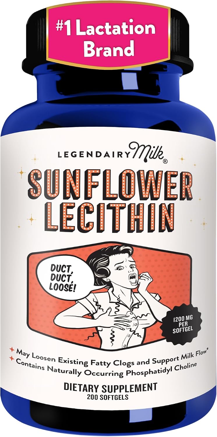 Legendairy Milk Sunflower Lecithin 1200mg, Lactation Support, Sunflower Lecithin Supplement for Clogged Milk Ducts, Made in USA, 200 Softgels