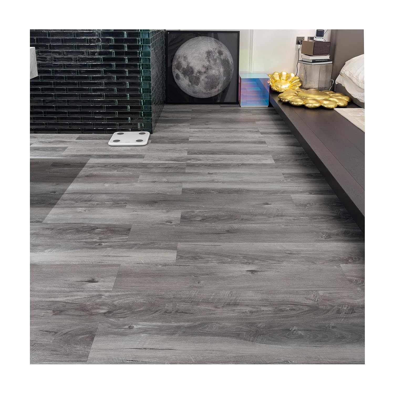 Wood Vinyl Plank Flooring,Grey,36-Pack,54 Sq.Ft