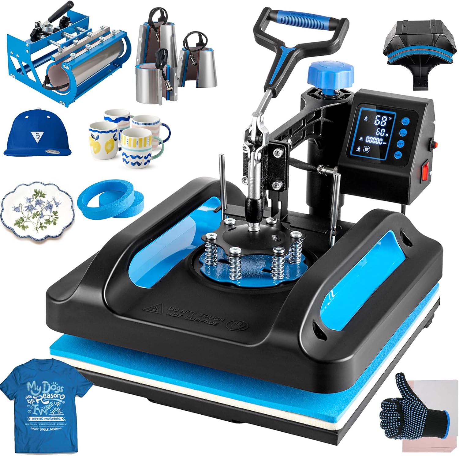 Leomru 15x15 Heat Press Machine, 8 in 1 Heat Press Machine, Sublimation T Shirt Pressing Machine, 360-Degree Swing Away Heat Transfer Machine Multifunction Combo for T-Shirt Mugs at Cap