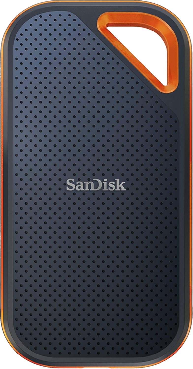 SANDISK Extreme PRO Portable SSD 2TB (up to 2000 MB/s read speeds, Powerful NVMe Solid State Performance, IP65 rated for dust and water resistance, 256-bit AES hardware encryption) Black