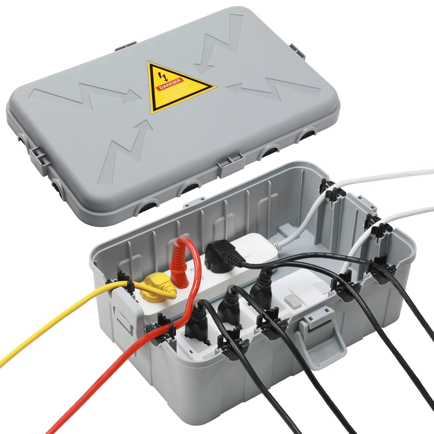 Hrensaw Large Outdoor Electrical Box Waterproof(12.6x8.7x5.1inch),IP54 Waterproof Outdoor Outlet Covers,Weatherproof Extension Cord Covers Protect Outlet,Plug,Timer,Power Strip,Holiday Light,Grey