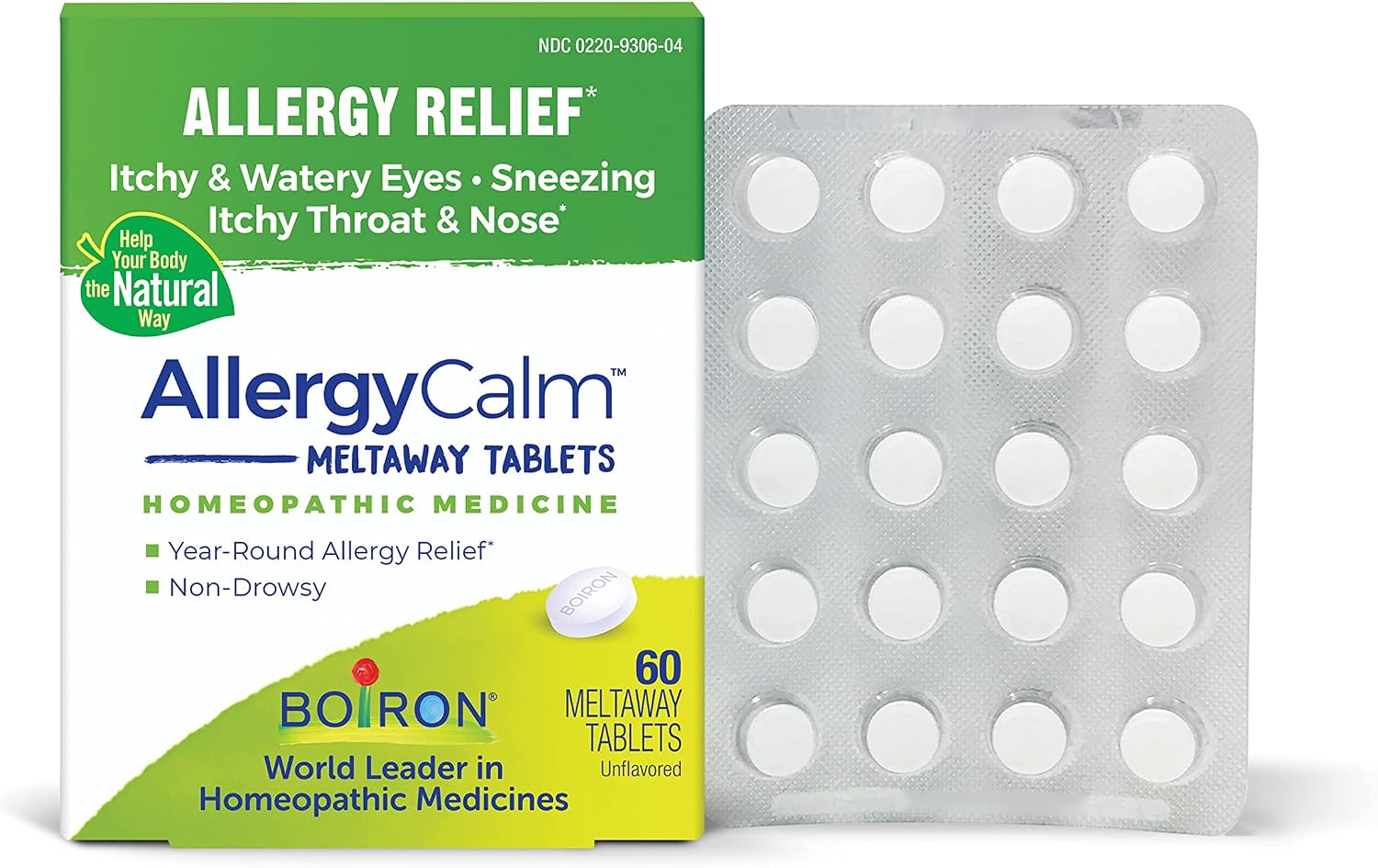 Boiron AllergyCalm Tablets for Relief from Allergy and Hay Fever Symptoms of Sneezing, Runny Nose, and Itchy Eyes or Throat - 60 Count