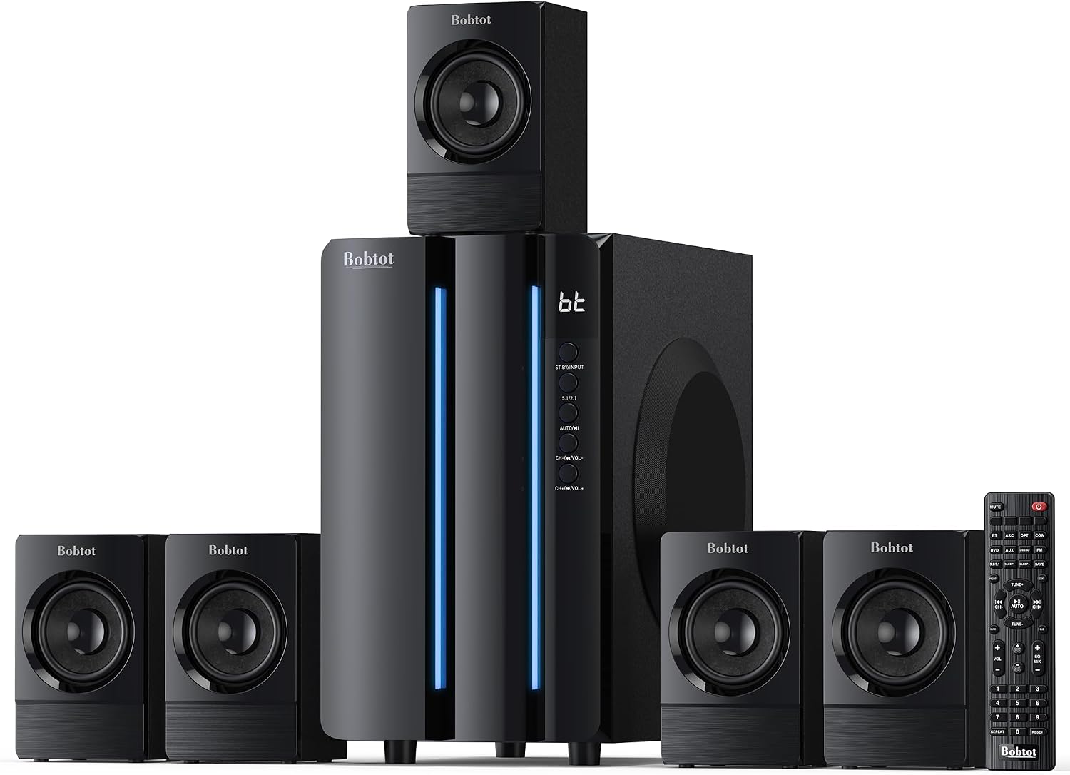 Bobtot Surround Sound Systems Home Theater System, 6.5" Subwoofer