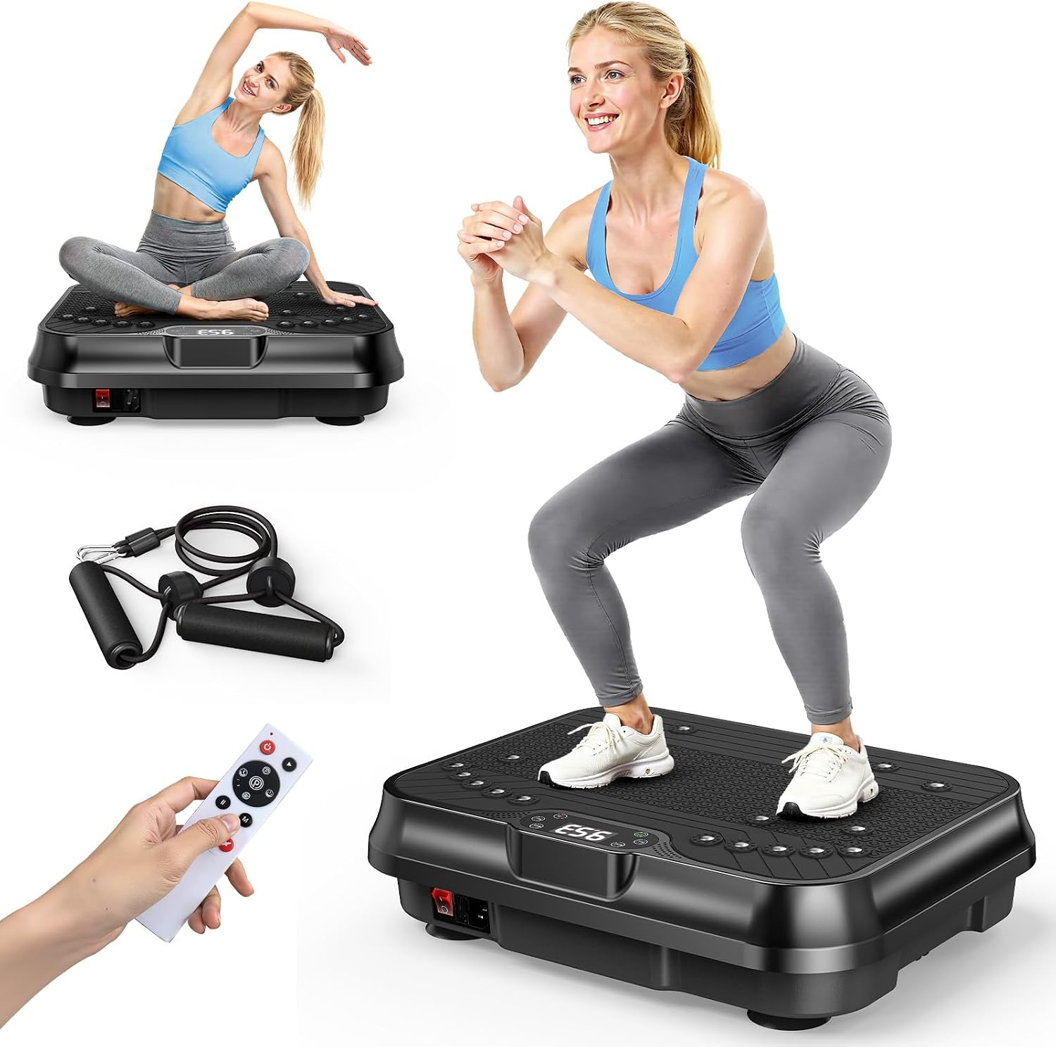 Vibration Plate Exercise Machine, 250 Levels & 9 Auto Modes, Vibrating Plate with Foot Massage Magnets, 150kg Weight Capacity, Compact Vibration Plate for Home Workout, 5.15kg