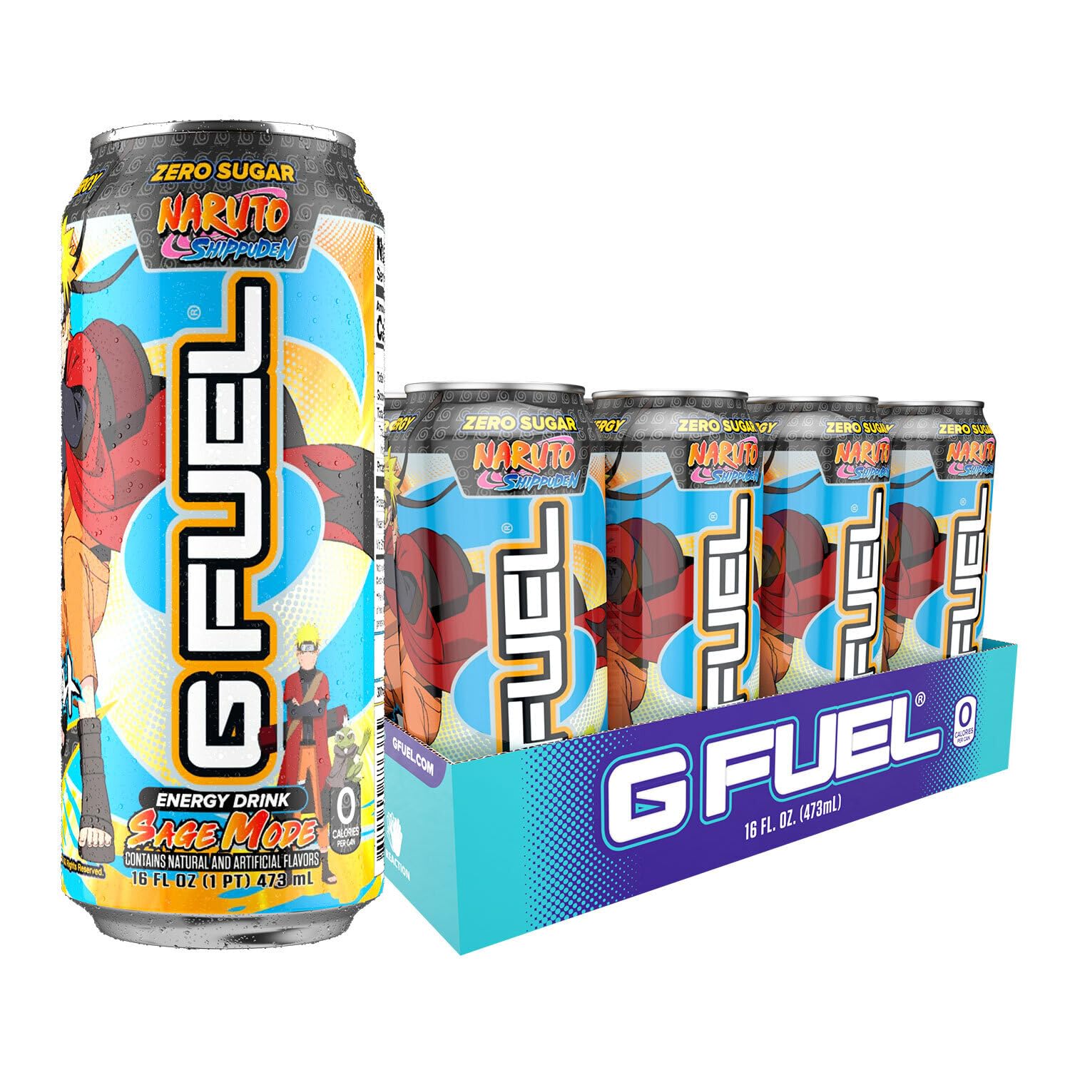G Fuel Energy Drink, Pomelo White Peach, Sugar Free Beverage with 300mg Caffeine, Daily Energy Boost with Focus Amino, Vitamin + Antioxidants, 16 oz Cans (Sage Mode, 12-Pack)