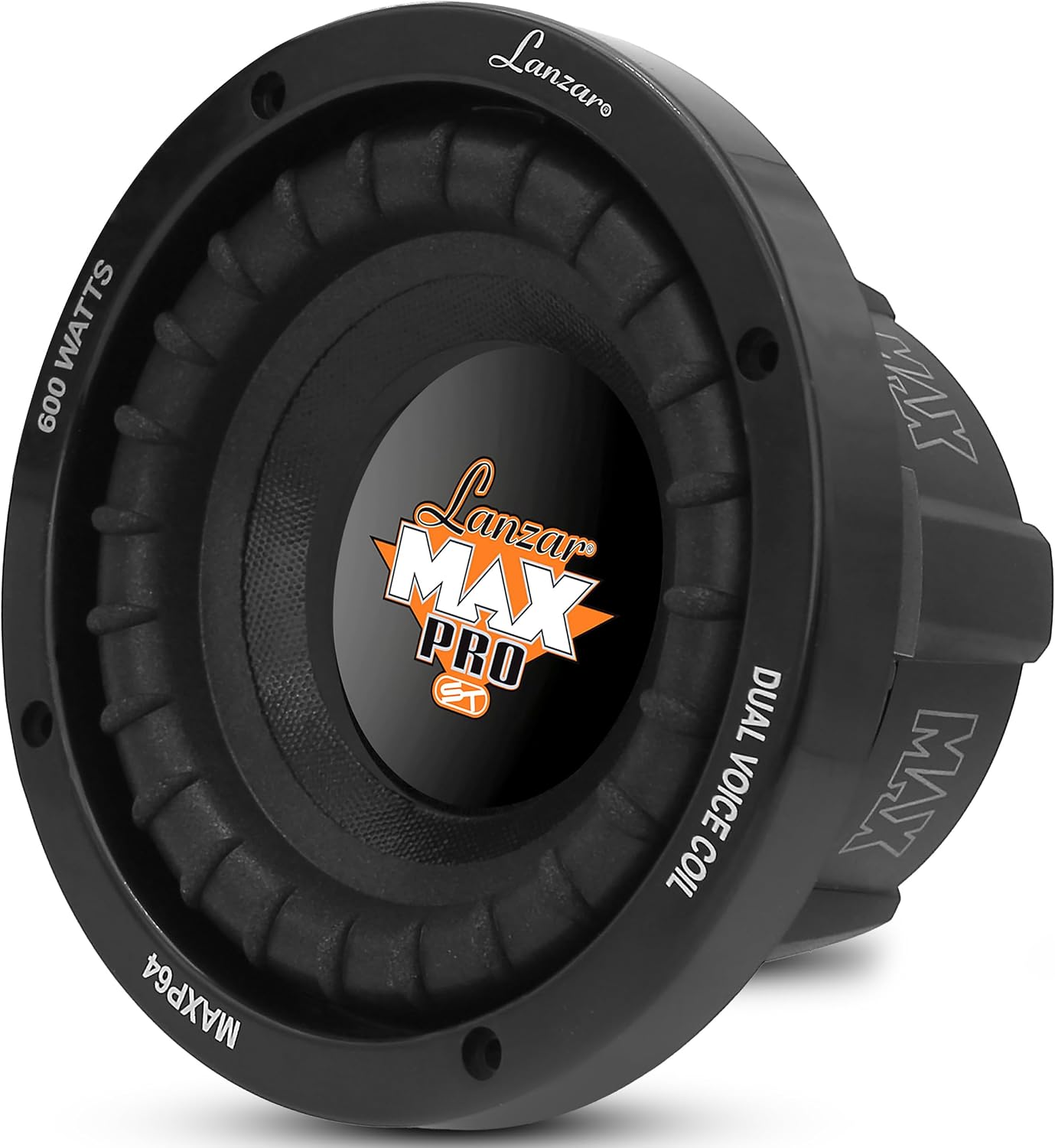 Pyle Lanzar 6.5” Car Subwoofer Speaker - Black Non-Pressed Paper Cone, Aluminum Voice Coil, 4 Ohm Impedance, 600 Watt Power and Foam Edge Suspension for Vehicle Audio Stereo Sound System - MAXP64