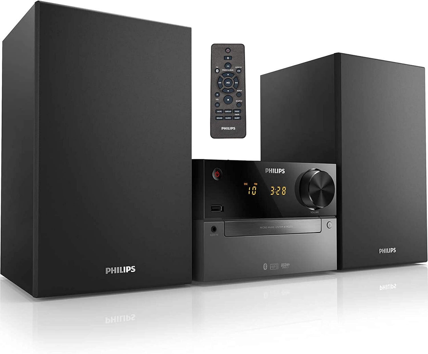 Philips Audio M4505/12 Micro Music System with Bluetooth (DAB+/FM Radio, USB, CD, MP3-CD, 60 W, Audio-In, USB Port for Charging, Bass-Reflex Loudspeakers, Digital Sound Control)