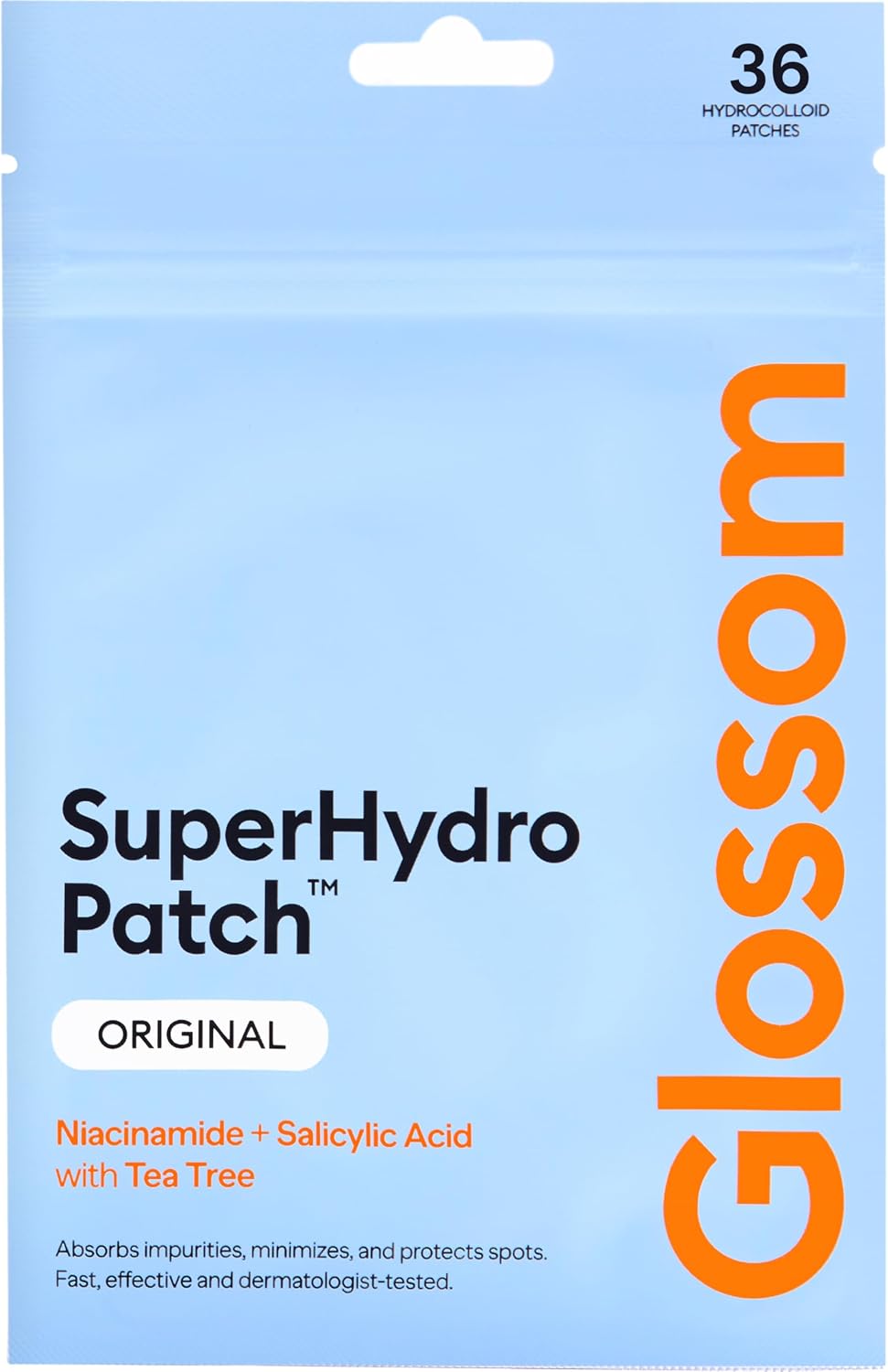 Glossom SuperHydro Patch Spot Patches – Pack of 36 Pimple Hydrocolloid Acne Patches for Spot Treatment, Breakout Blemish Stickers & Spot Dots for Face – Korean, Vegan, Cruelty-Free