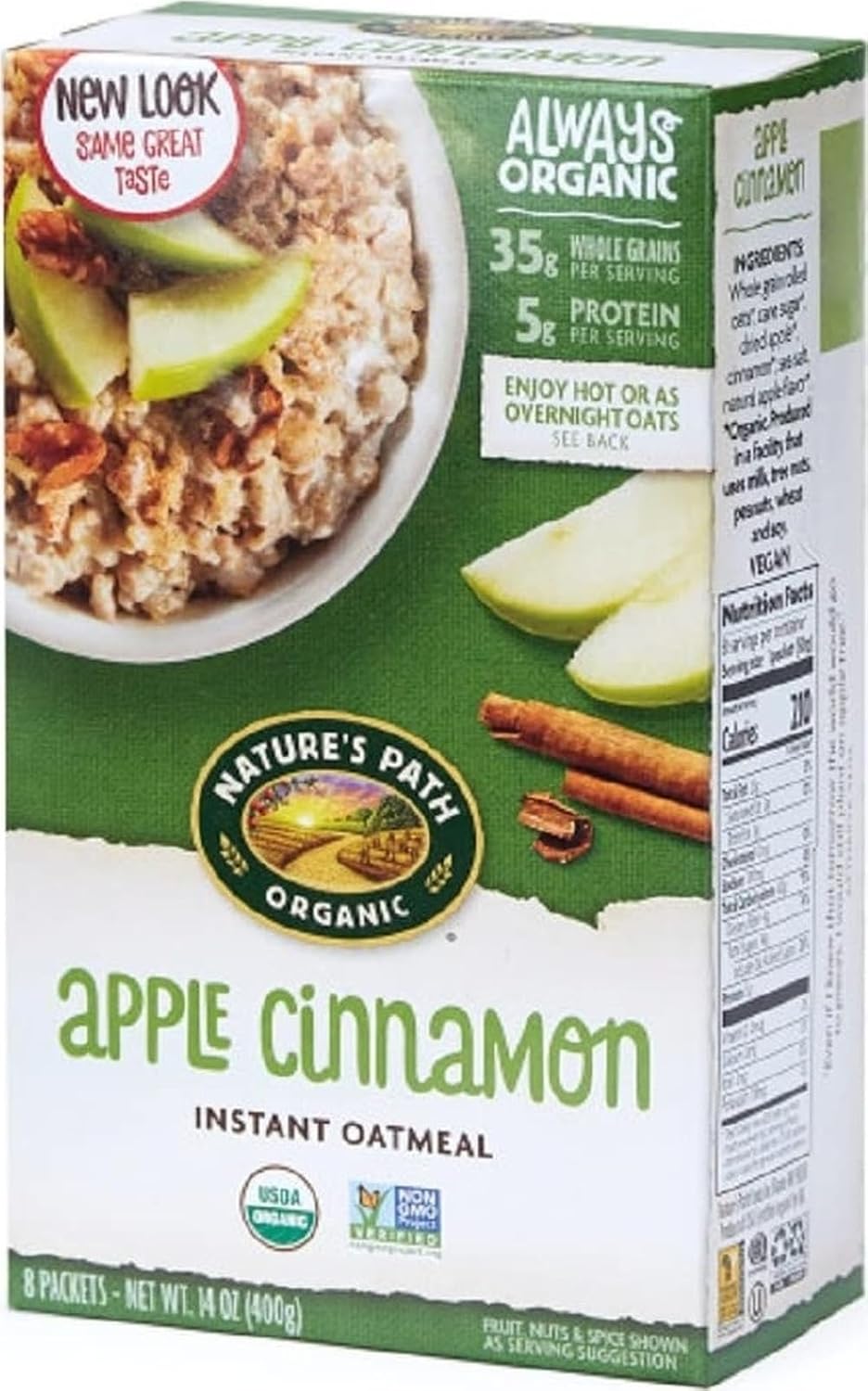 Nature's Path Organic Apple Cinnamon Instant Oatmeal, 14 oz (Pack of 1)