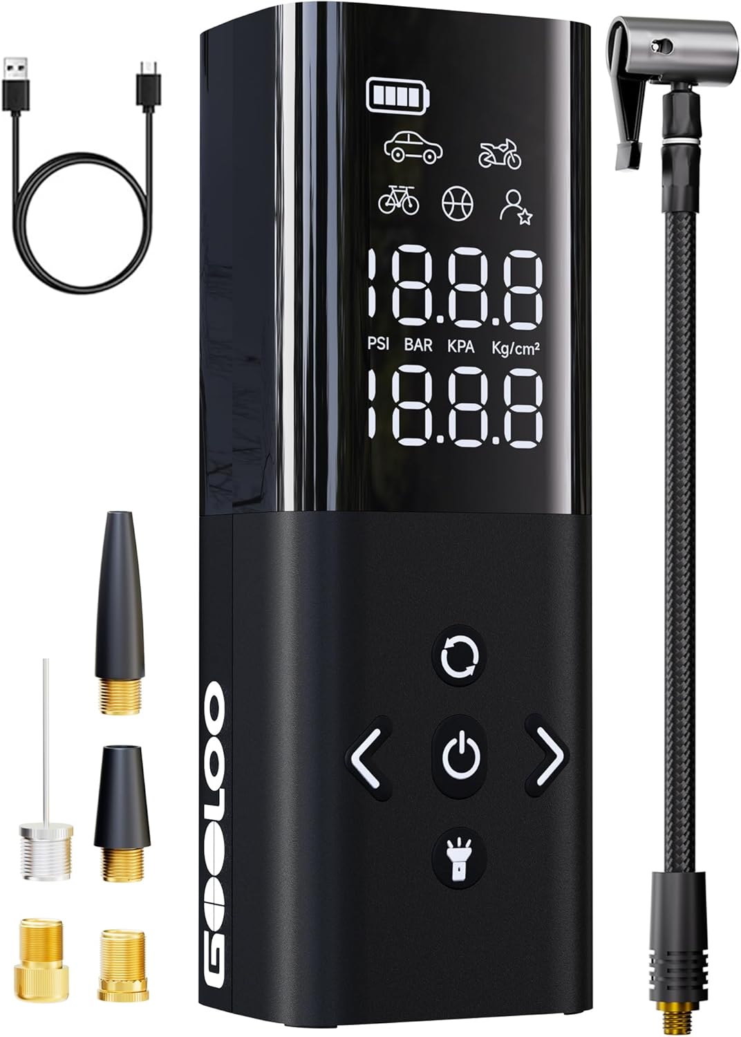 GOOLOO AP150 Car Tyre Inflator Portable Air Compressor, 150PSI Digital Tyre Pump with Auto-Shutoff, 6000mAh Cordless Electric Pump for Cars, Motorcycles, Bicycles, Balls with LED Screen