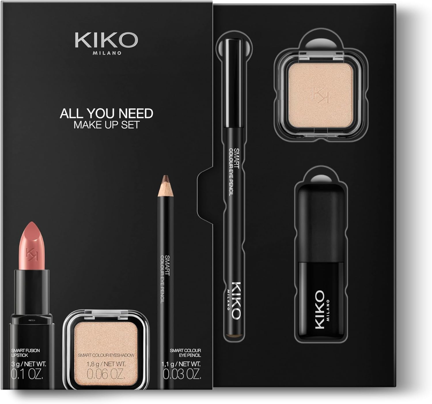 KIKO Milano All You Need Make Up Set, Make-Up Kit Containing: Lipstick, Eyeshadow And Eye Pencil