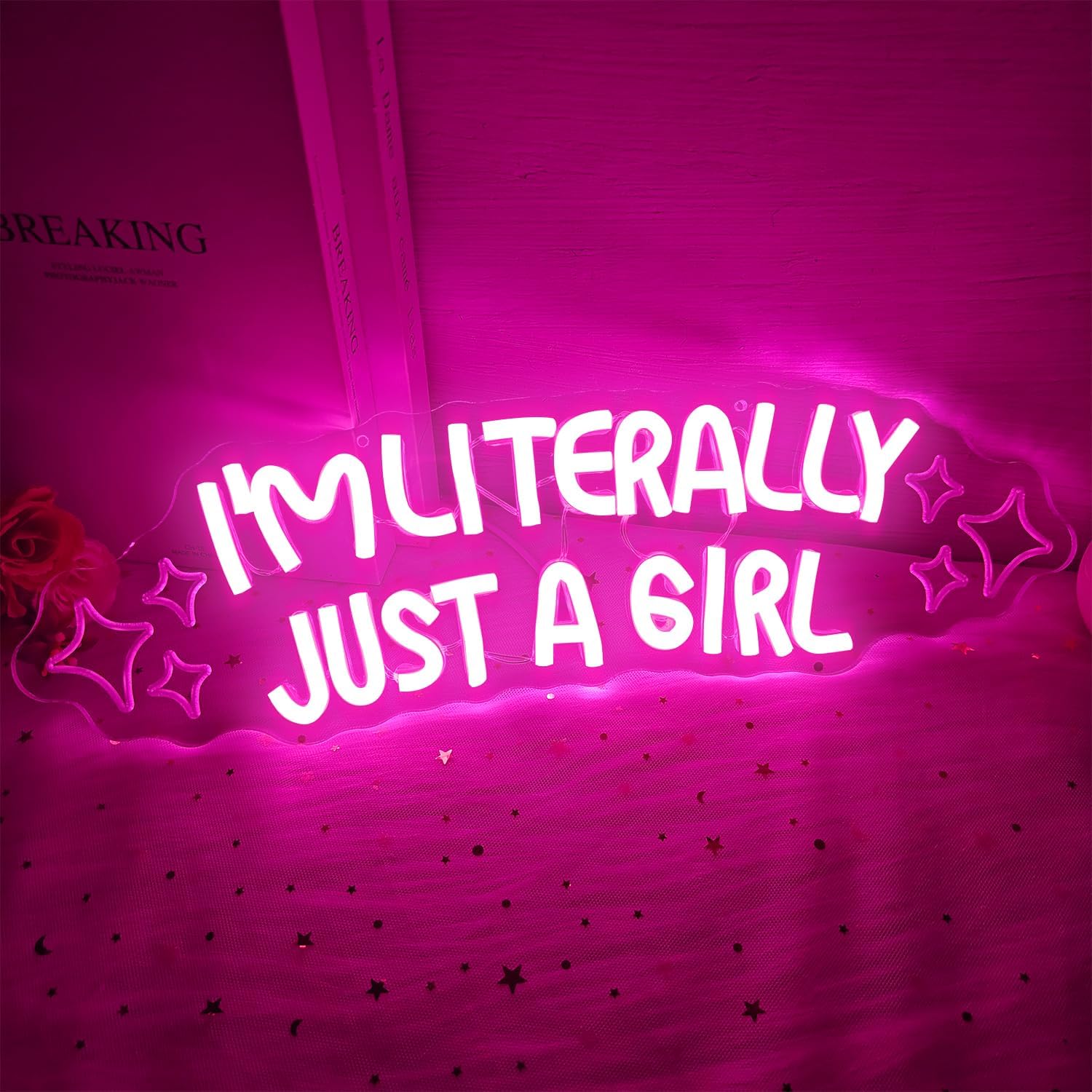 I'M Literally Just A Girl Neon Sign Dimmable Usb Im Just A Girl Led Signs for Bedroom Wall Pink Bow Party Decor Preppy Neon Lights Cute Girly Wall Decor