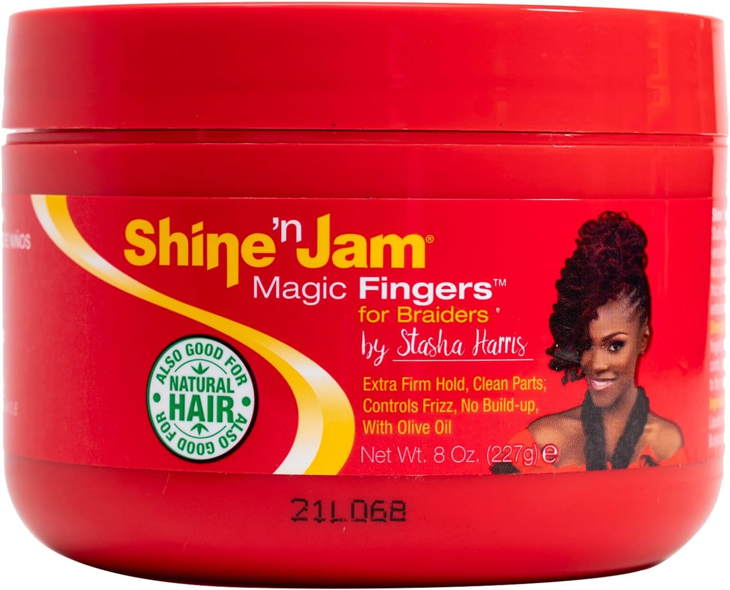 Ampro Shine-n-Jam Magic Fingers Gel for Braids - Provides Firm Hold with Non-Greasy Shine - Strengthens Hair with Silk Proteins - Works on Any Hair Texture to Create Multiple Styles - 8 oz