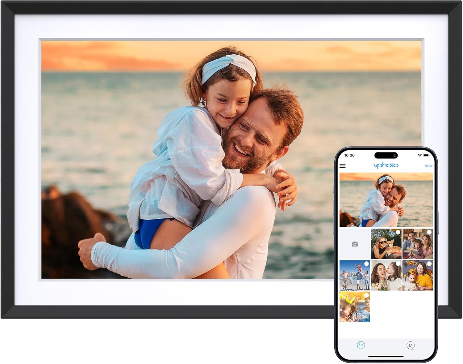 Dragon Touch Digital Photo Frame, 10.1" WiFi Electronic Picture Frame with 1280x800 HD Pixels IPS, Touch Screen, Auto-Rotate, Share Photos/Videos Instantly via Free App, Gifts for Families