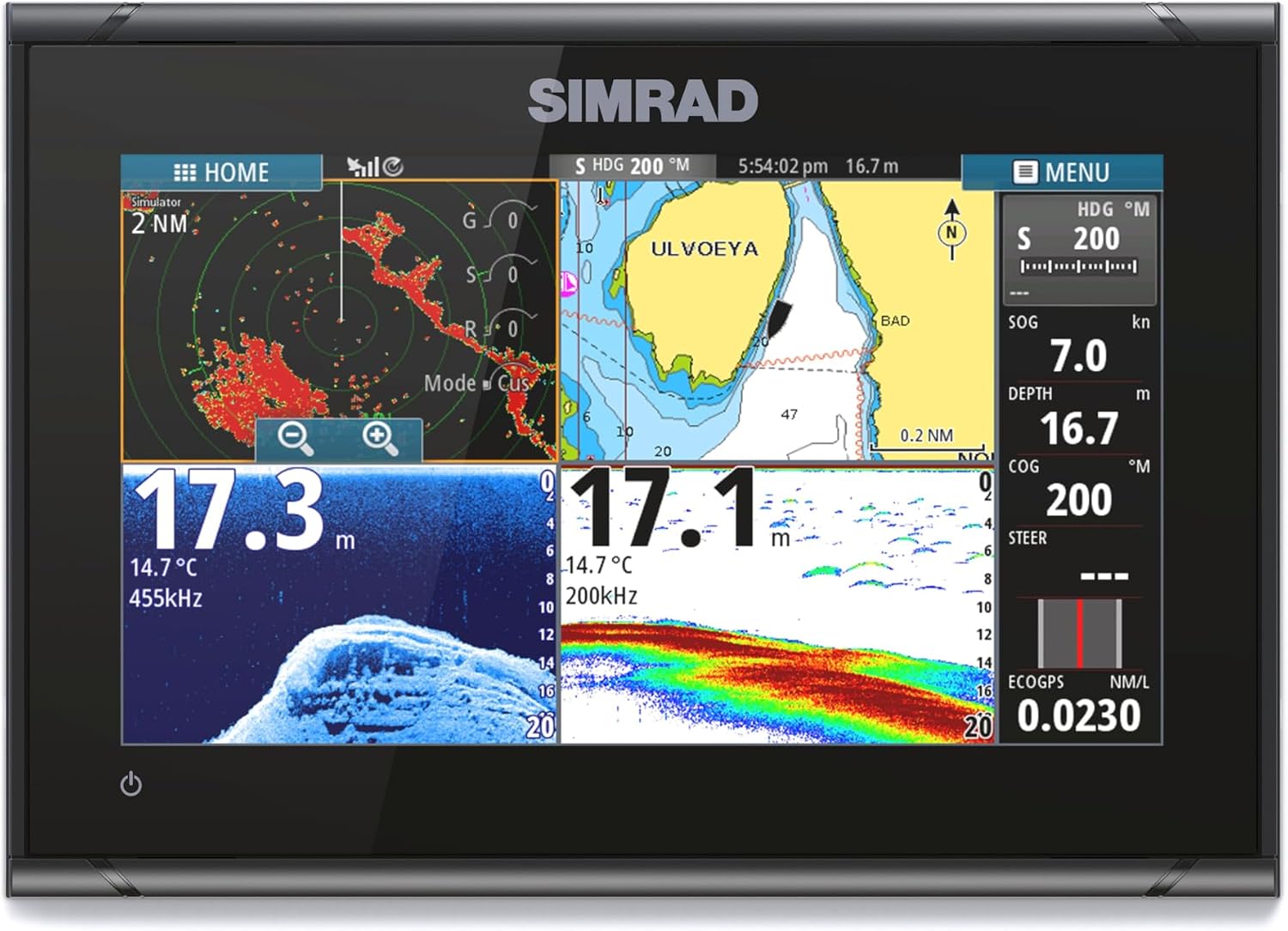 Simrad GO Chartplotter and Fish Finder, with Transducer and Radar Options, Preloaded C-MAP Discover Chart Card