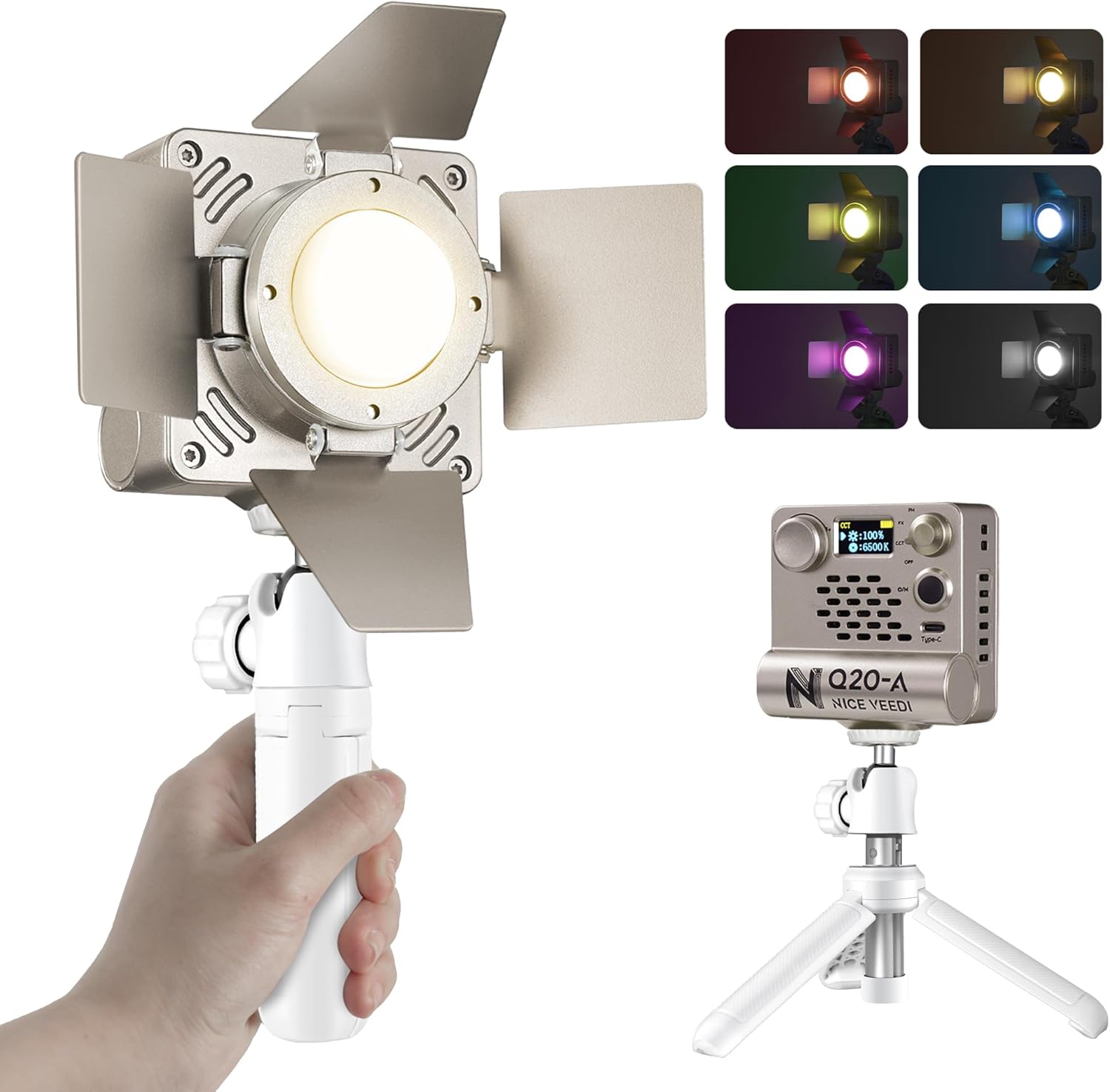NiceVeedi Pocket RGB Vlogging Light, Portable Bi-Color Handheld Light, 2700K-6500K, CRI 95+, 12 Effects, 5000mAh Battery with Fast Charging Spotlight for Photography/Vlog/YouTube/Tiktok/Ins