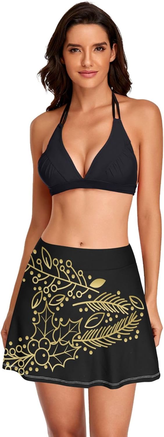 Womens Swim Skirt with Shorts High Waist Swim Bottom for Women Swim Dress Built in Shorts Period Swimsuit Bottoms