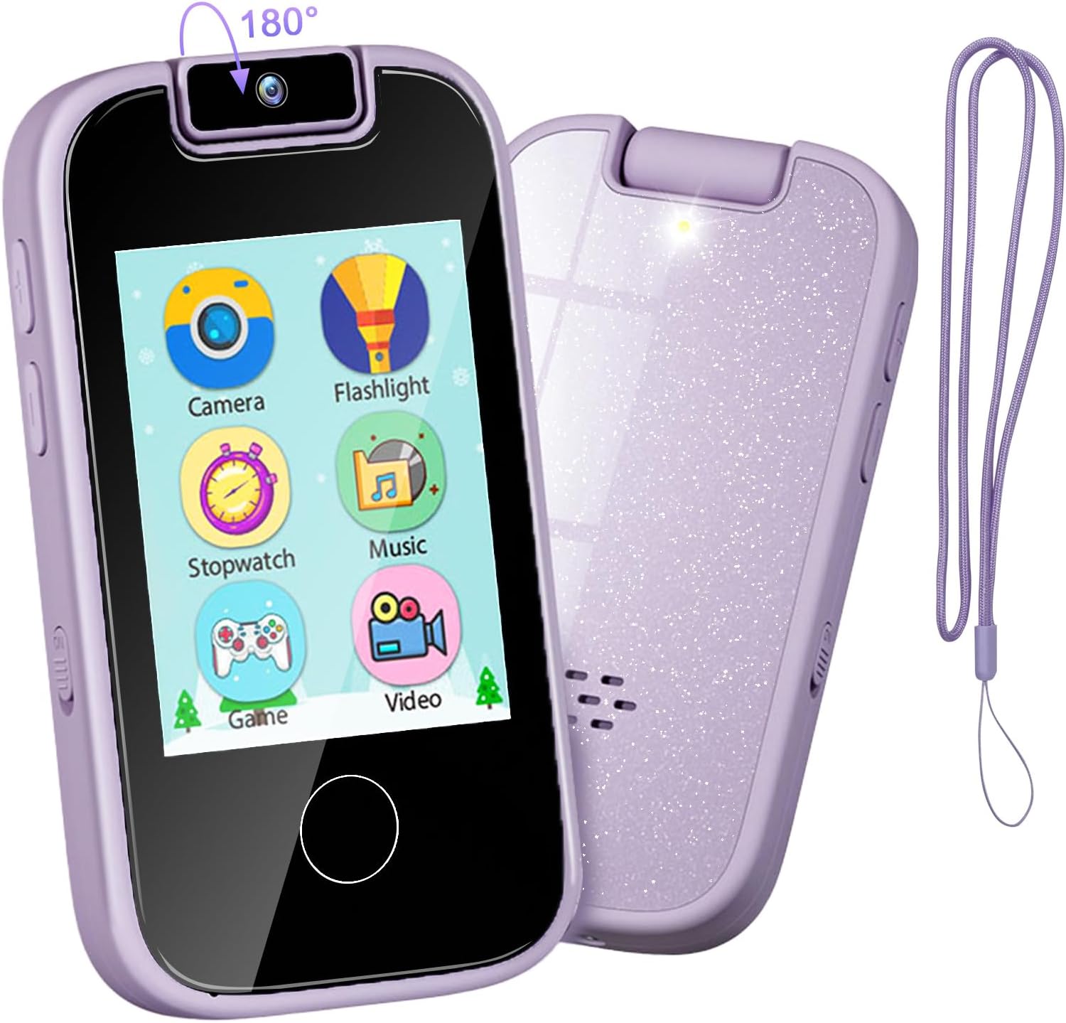 PTHTECHUS Kids Phone Toys for Girls Boys - Toddler Touchscreen MP3 Music Player with Dual Camera, Habit Tracker, Games, Alphabet, Educational Learning Toys Birthday Easter Gifts for 3-7 with SD Card