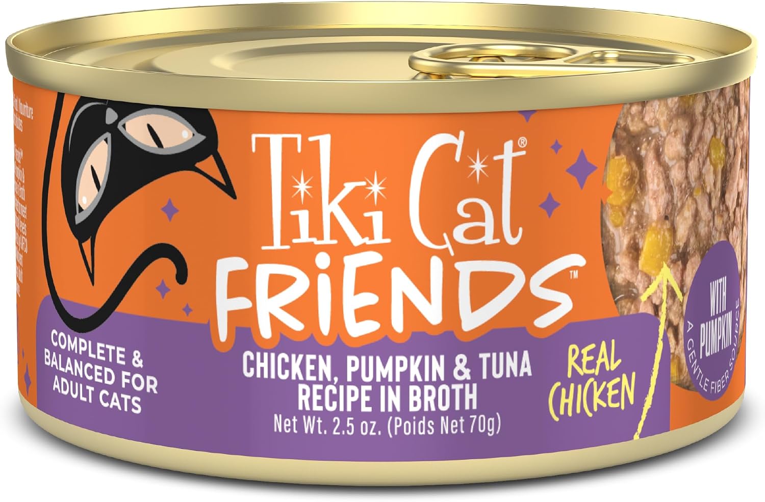 Tiki Cat Friends Wet Cat Food, Chicken, Pumpkin & Tuna, 2.5oz Can (12 Pack)