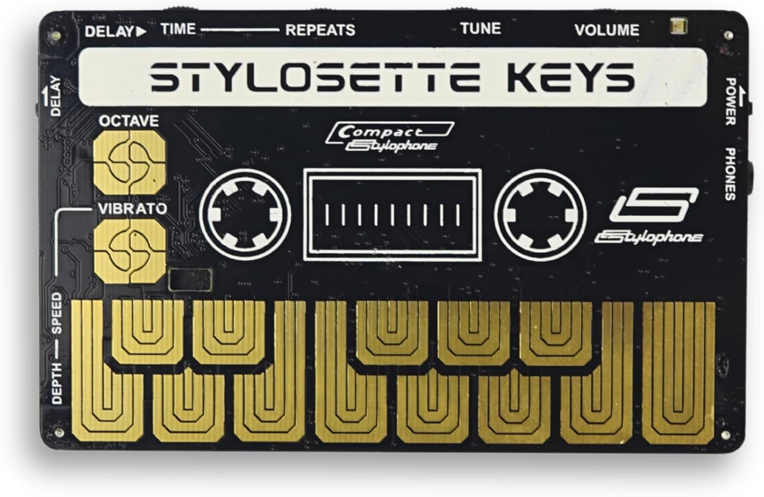 Stylophone Stylosette – The Original Pocket Synthesizer in Portable Cassette Size. Play Tunes in an Instant with the Touch Keyboard and inbuilt Speaker. Extra features include FX & Expansion Port.