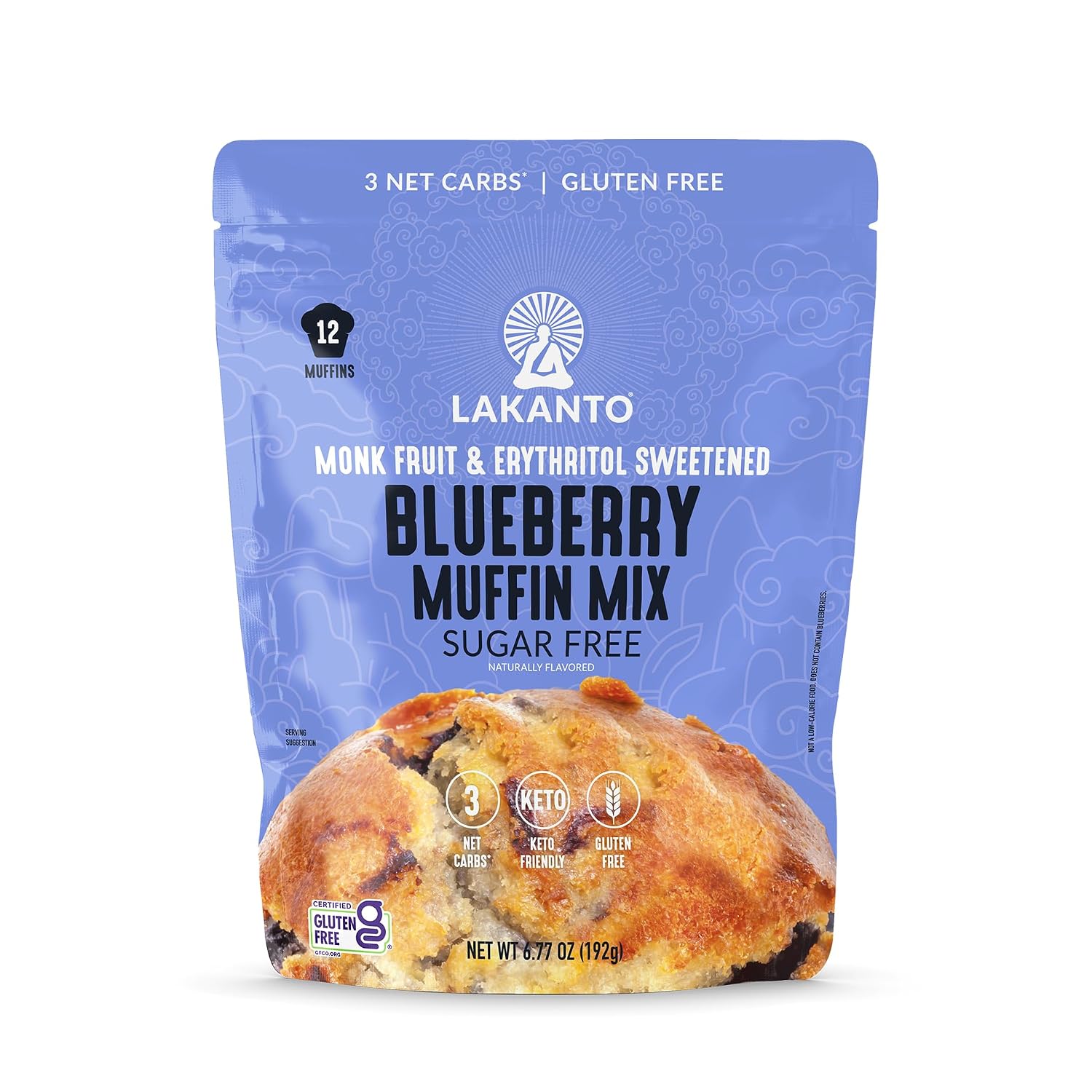 Lakanto Sugar Free Blueberry Muffin Mix, Gluten Free, Keto, 12 Muffins