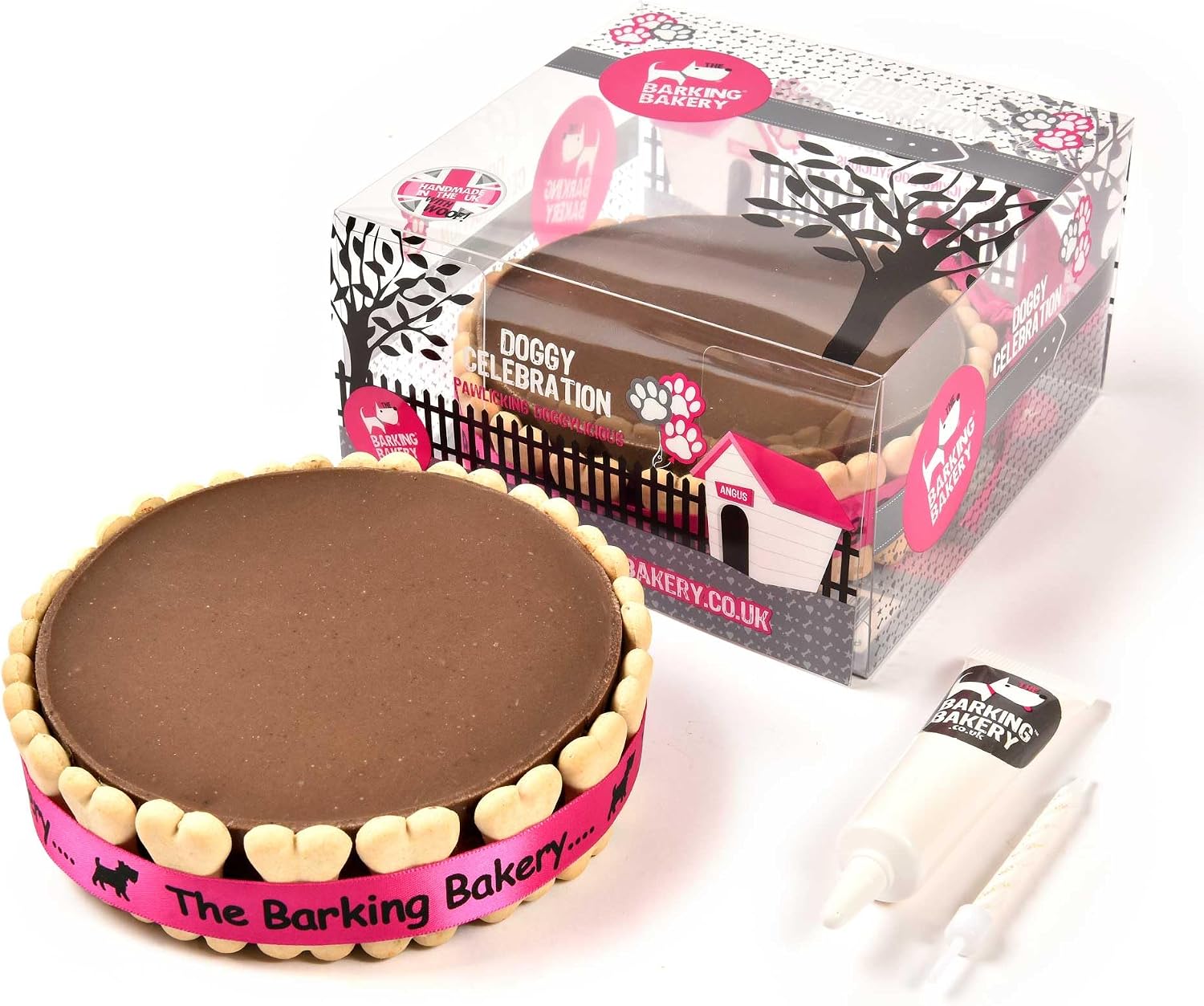 The Barking Bakery Carob Dog Birthday Cake, Pawty Cake for Dog Treats Set