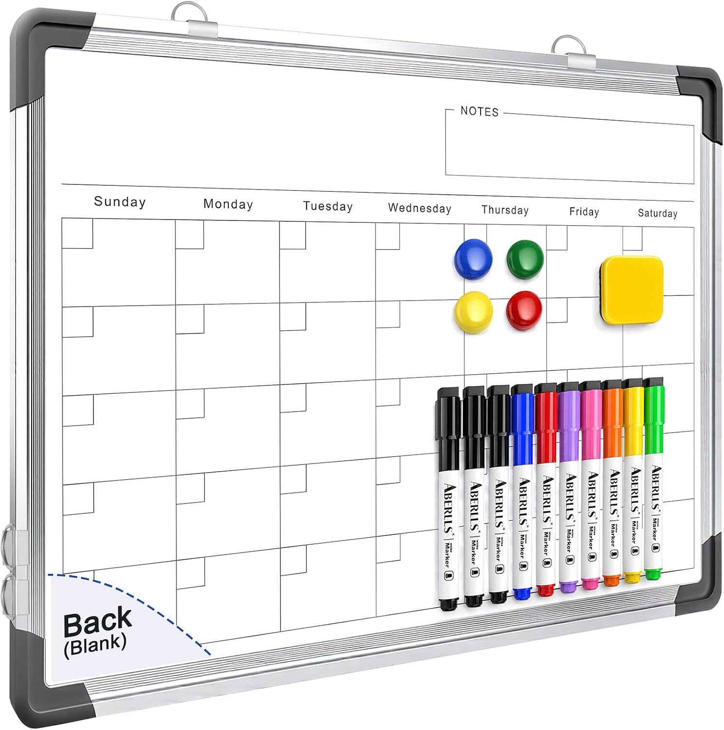 Monthly Calendar Whiteboard for Wall, Dry Erase Board, Magnetic White Board