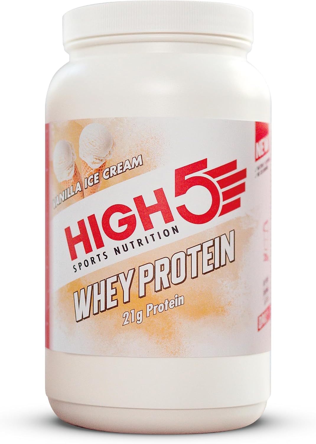 HIGH5 Whey Protein Powder, 21g Per Serving, Complete Amino Acids, Added Friendly Bacteria, No Added Sugars, Artificial Colours, 20 Servings (Vanilla Ice Cream, 700g)