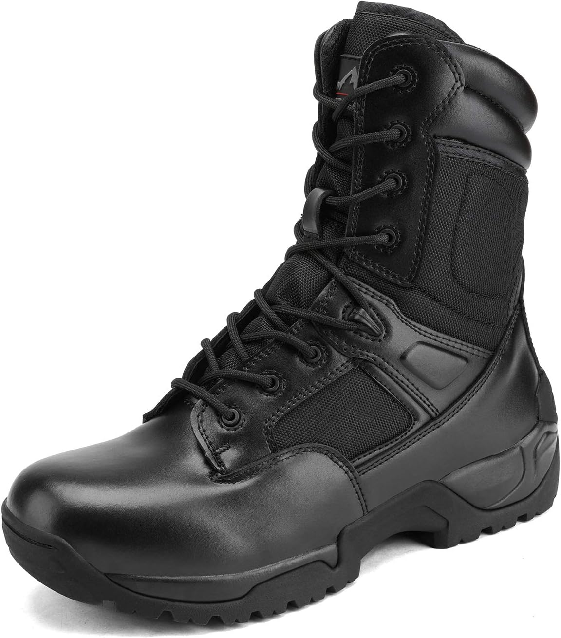 NORTIV 8 Mens Military Tactical Work Boots Hiking Side Zip Leather Outdoor Motorcycle Combat Boots Response