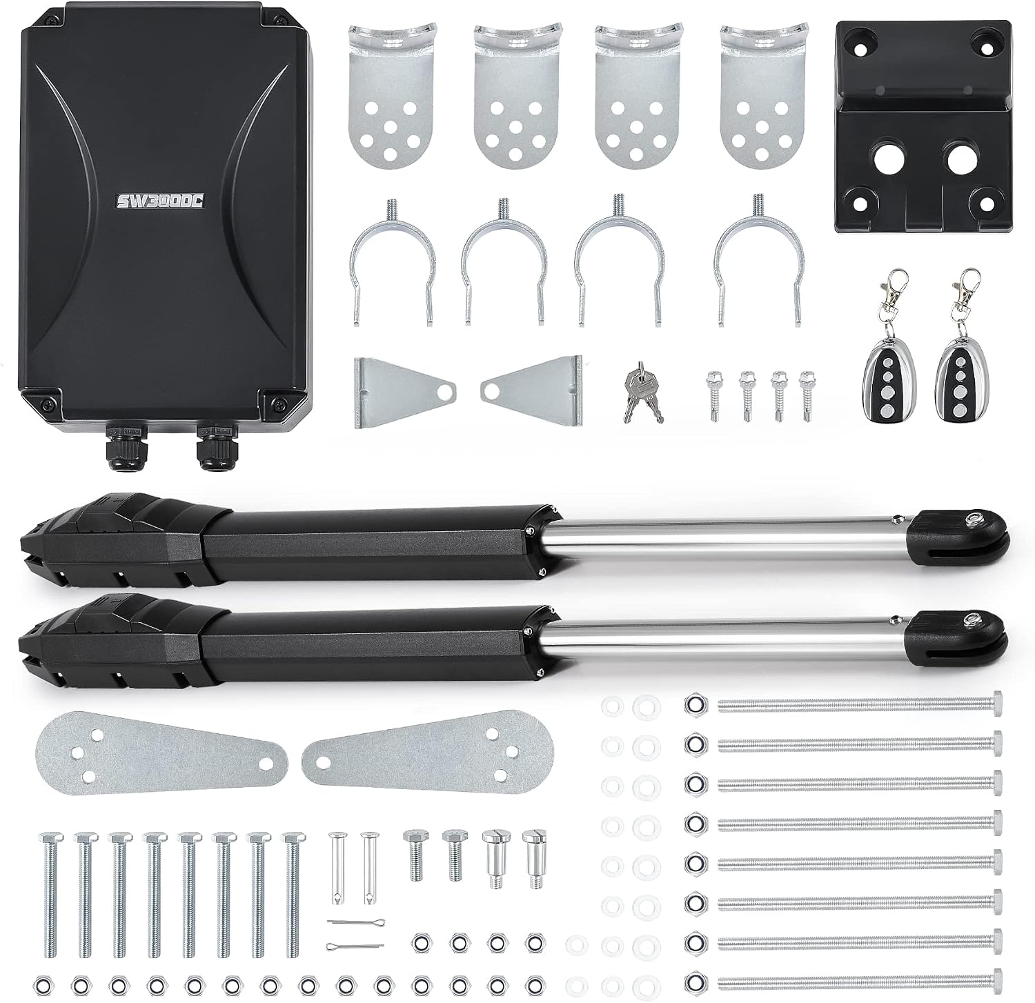 CO-Z ADSW1 Automatic Dual Swing Gate Opener Kit, Electric Gate Opener for Double Swing Gates, Driveway Home Garden Gate Opening System for Doors up to 880lb 20ft,Dual Gate Kit with Remote Control