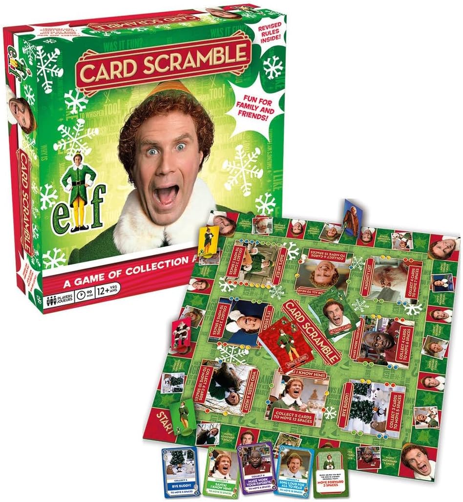 AQUARIUS Elf Card Scramble Board Game - Fun Family Christmas Party Game for Kids, Teens & Adults - Entertaining Game Night Gift - Officially Licensed Elf the Movie Merchandise