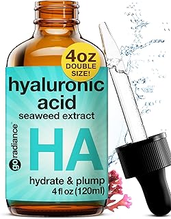 Double Size (4OZ) Hyaluronic Acid Serum for Face 3.5%, Hyaluronic Acid Moisturizer, Hydrating Serum for Face, Moisturizing Hyaluronic Acid Serum with Seaweed and Chamomile, Glow Face Serum for Women